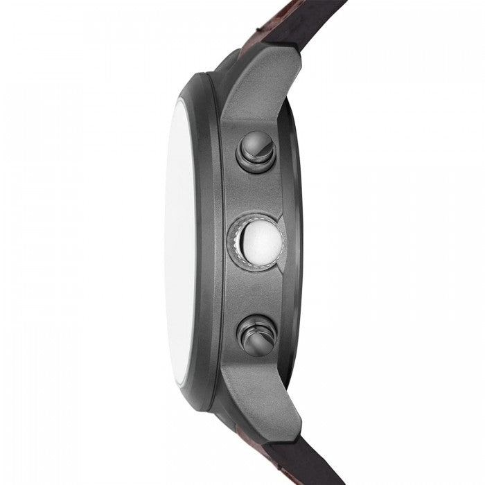 Quartz Light Grey Dial Brown Leather Strap Watch + Bracelet Gift Set