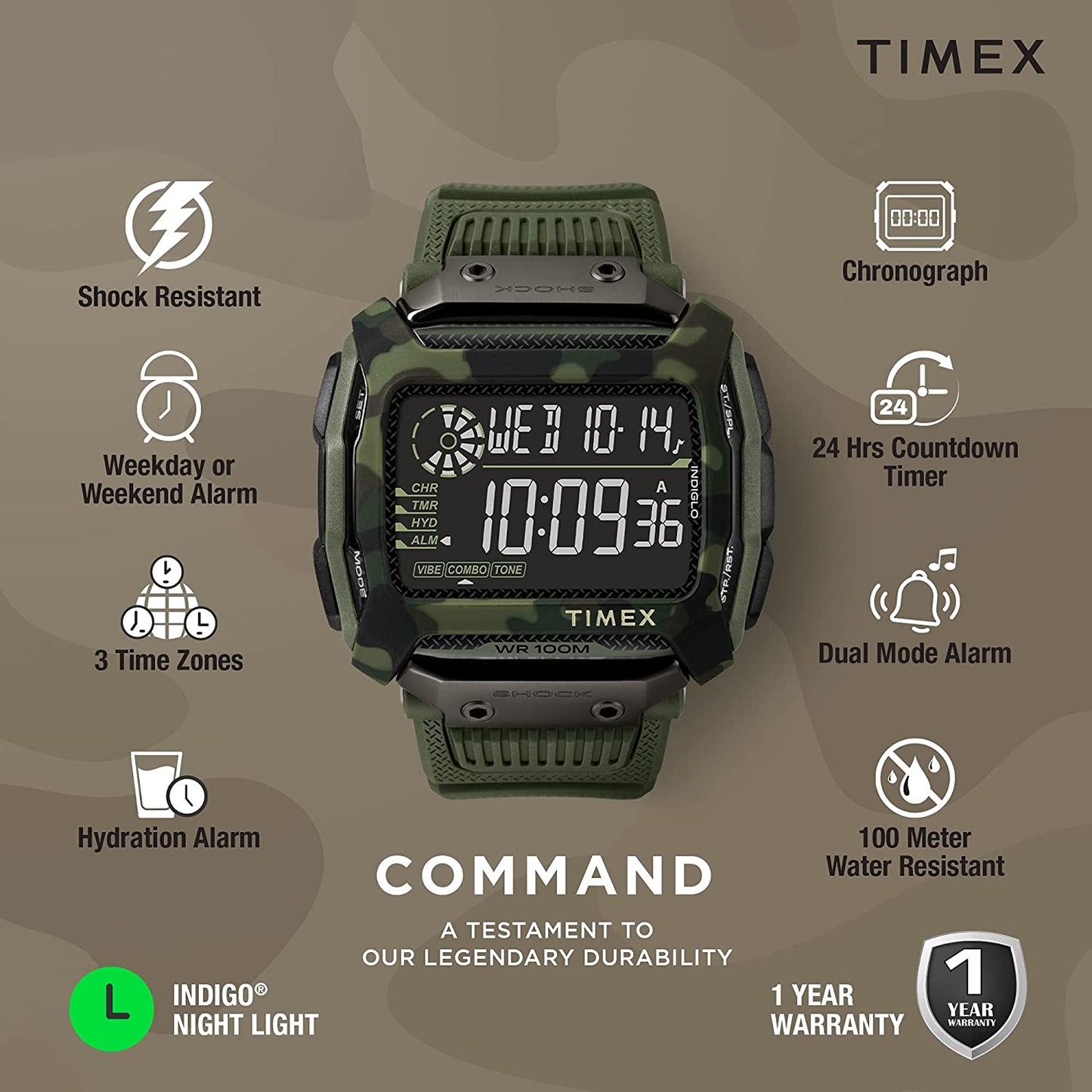 Command™ Shock 54mm Resin Strap Watch