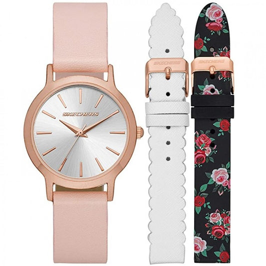 Analog Quartz Rose Gold-Tone Alloy Case Watch + 2 Free Silicone Strap