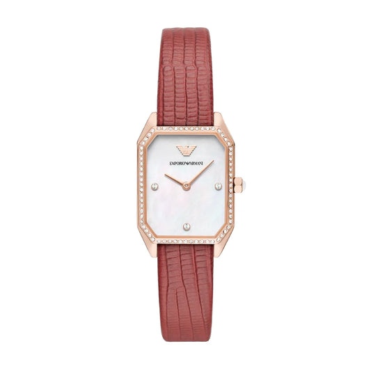 Two-Hand Red Leather Watch