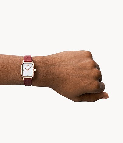 Two-Hand Red Leather Watch