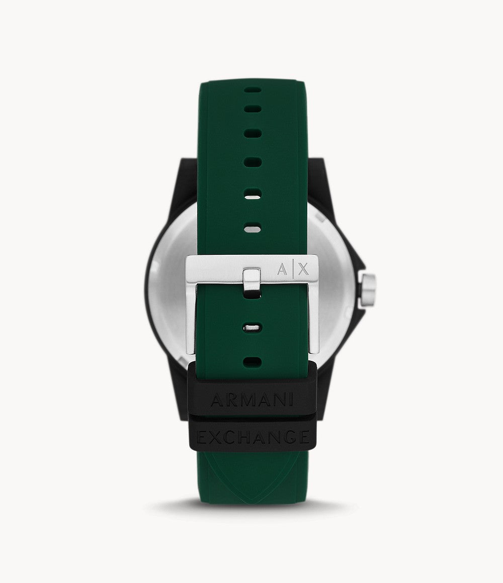 Three-Hand Green Silicone Watch