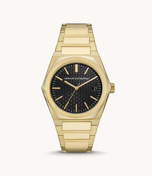 Three-Hand Date Gold-Tone Stainless Steel Watch