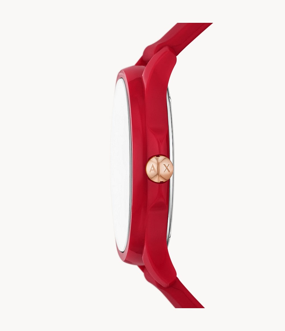 Three-Hand Red Silicone Watch