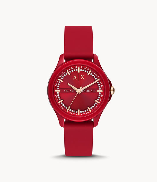 Three-Hand Red Silicone Watch