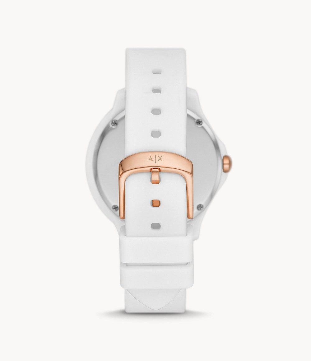 Three-Hand White Silicone Watch