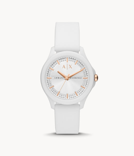 Three-Hand White Silicone Watch