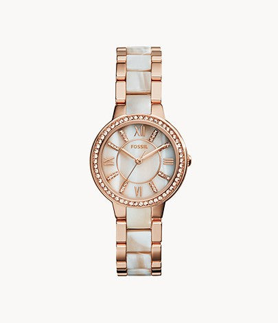 Virginia Rose-Tone & Horn Acetate Stainless Steel Watch