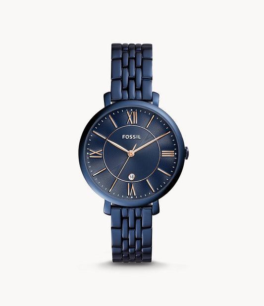 Jacqueline Three-Hand Date Blue Stainless Steel Watch