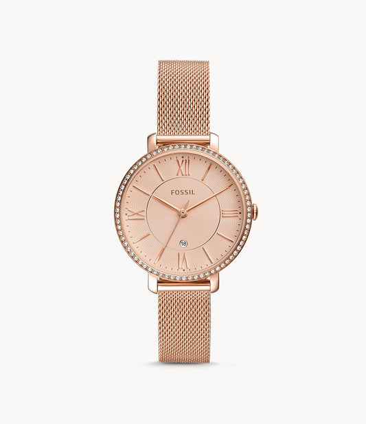 Jacqueline Three-Hand Date Rose Gold-Tone Stainless Steel Watch