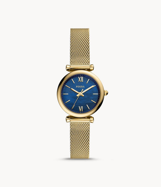 Carlie Mini Three-Hand Gold-Tone Stainless Steel Mesh Watch