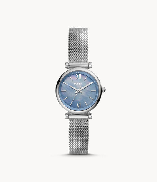 Carlie Mini Three-Hand Stainless Steel Mesh Watch