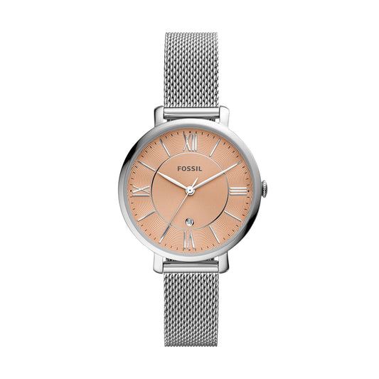 Jacqueline Three-Hand Date Stainless Steel Mesh Watch