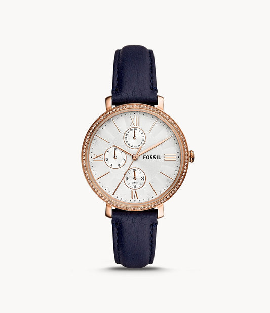 Jacqueline Multifunction Blue Eco Leather Watch