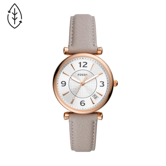 Carlie Three-Hand Date Gray Eco Leather Watch