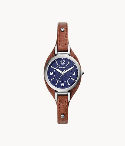 Carlie Three-Hand Brown Leather Watch