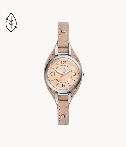 Carlie Three-Hand Latte Eco Leather Watch