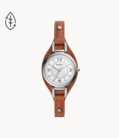 Carlie Three-Hand Brown Eco Leather Watch