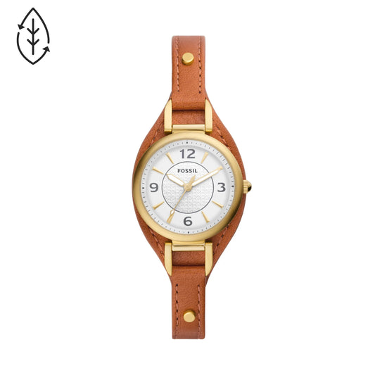Carlie Three-Hand Medium Brown Eco Leather Watch