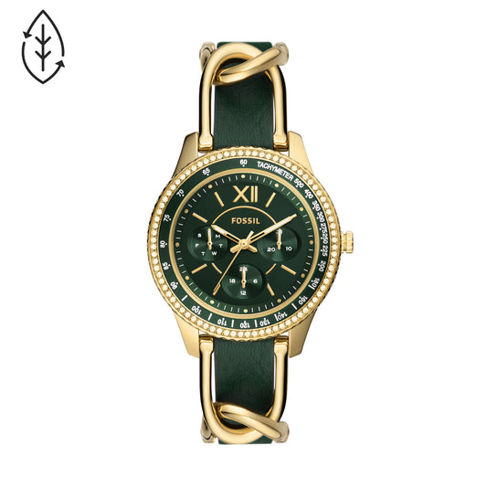 Stella Multifunction Green Eco Leather Watch
