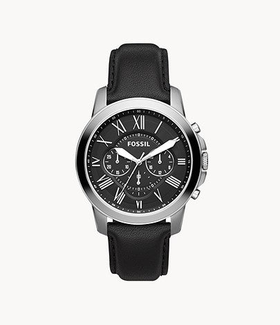 Grant Chronograph Black Leather Watch