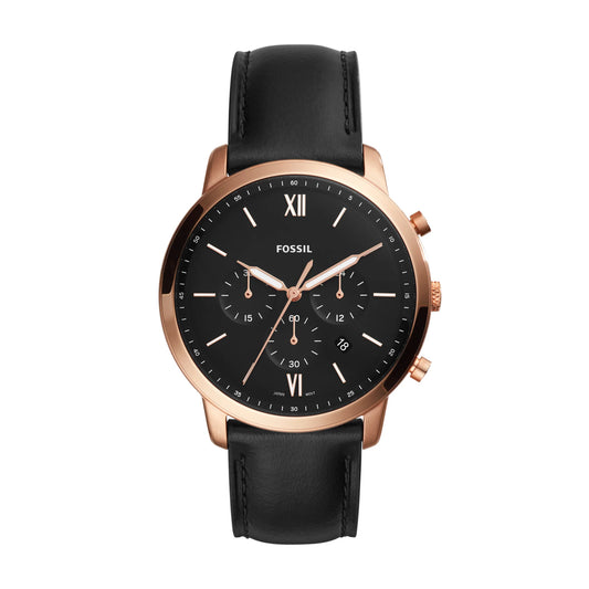 Neutra Chronograph Black Leather Watch