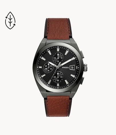 Everett Chronograph Amber Eco Leather Watch