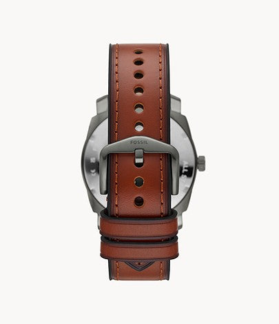 Machine Three-Hand Date Brown Eco Leather Watch