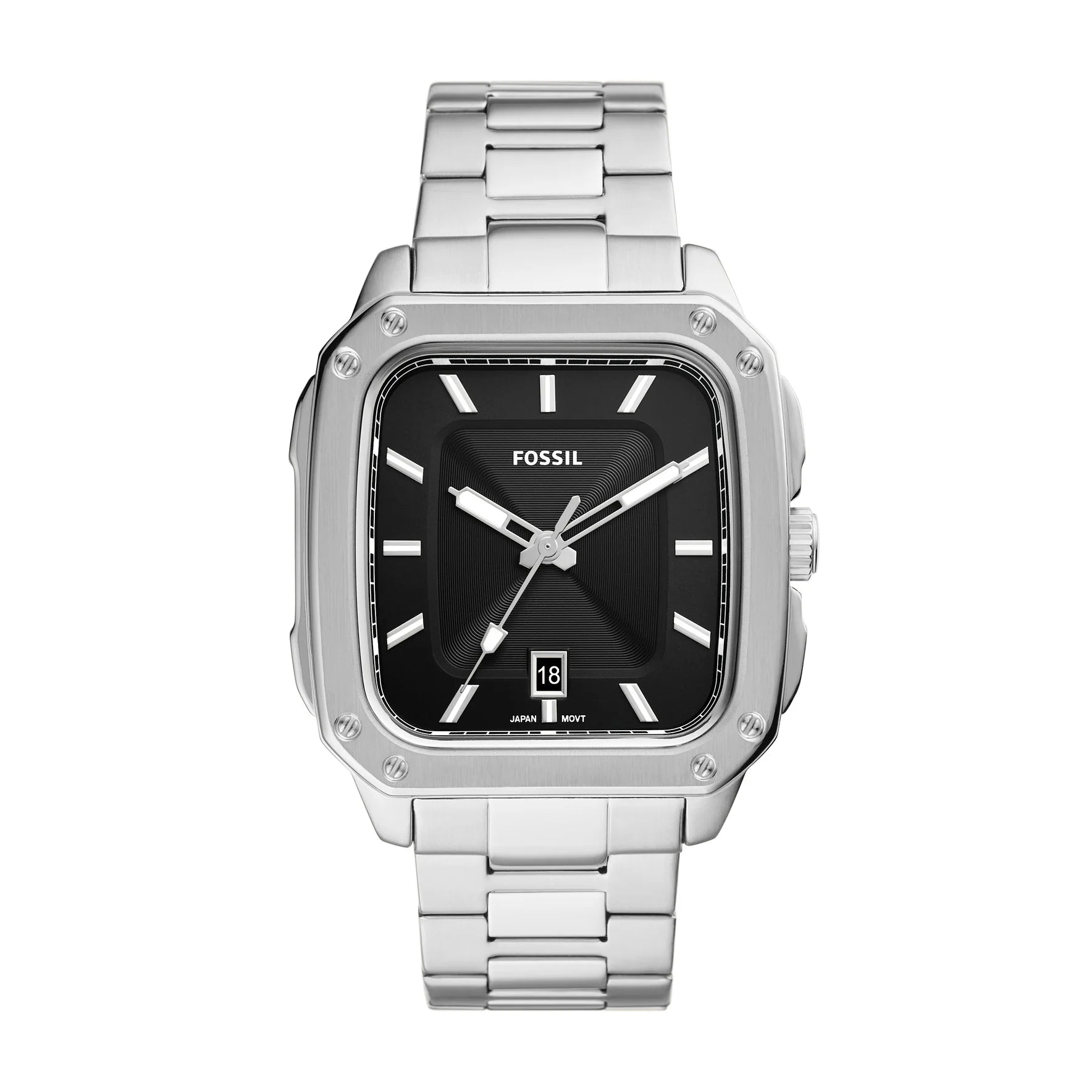 Inscription Three-Hand Date Stainless Steel Watch – Timekeeper