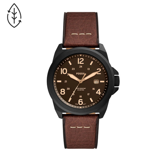 Bronson Three-Hand Date Dark Brown Eco Leather Watch