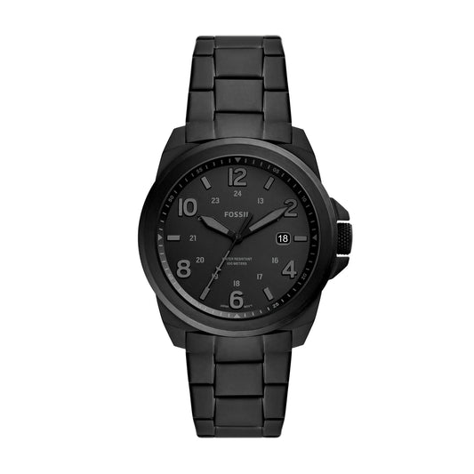 Bronson Three-Hand Date Black Stainless Steel Watch