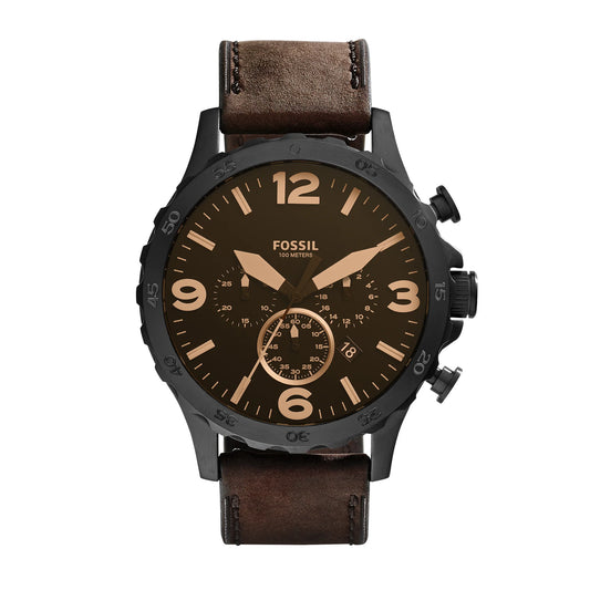 Nate Chronograph Brown Leather Watch