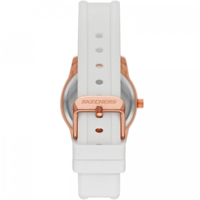 Quartz Rose Gold-Tone Dial White Silicone Strap Watch + Bracelet Gift Set