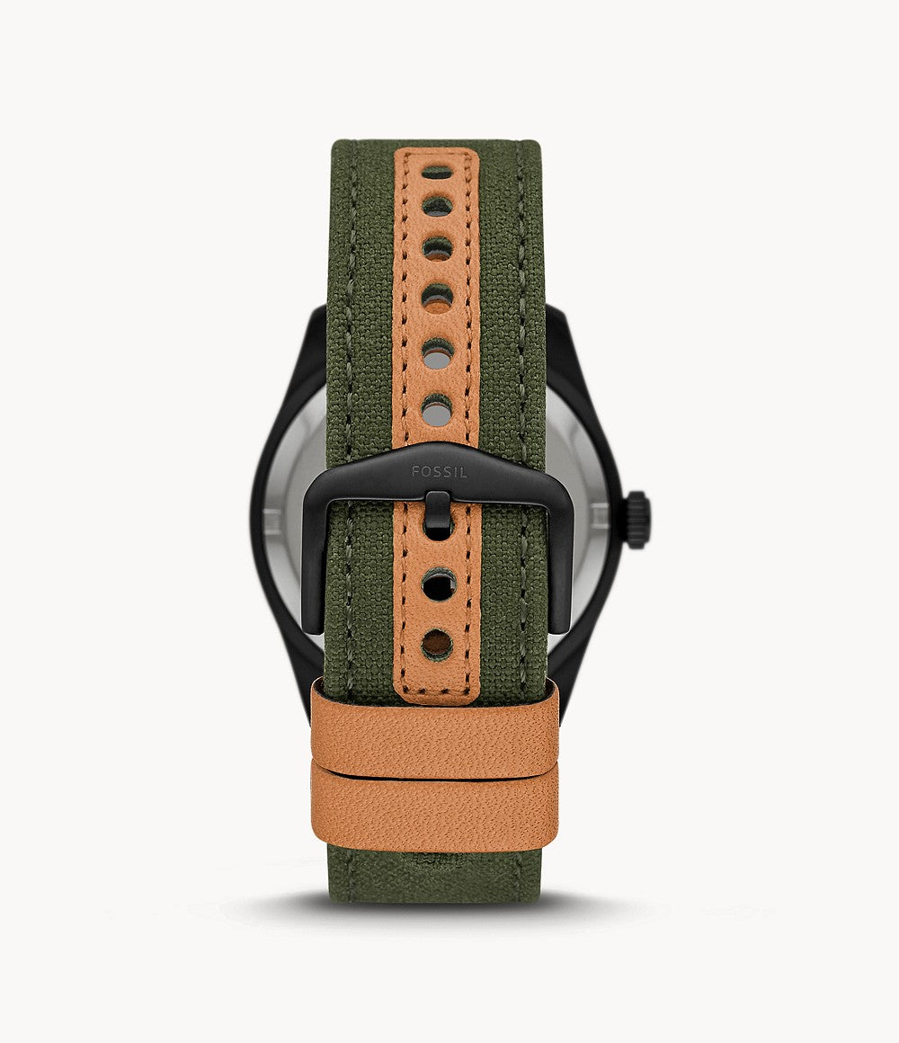 Limited Edition Df-01 Solar-powered Olive Leather And Denim Watch