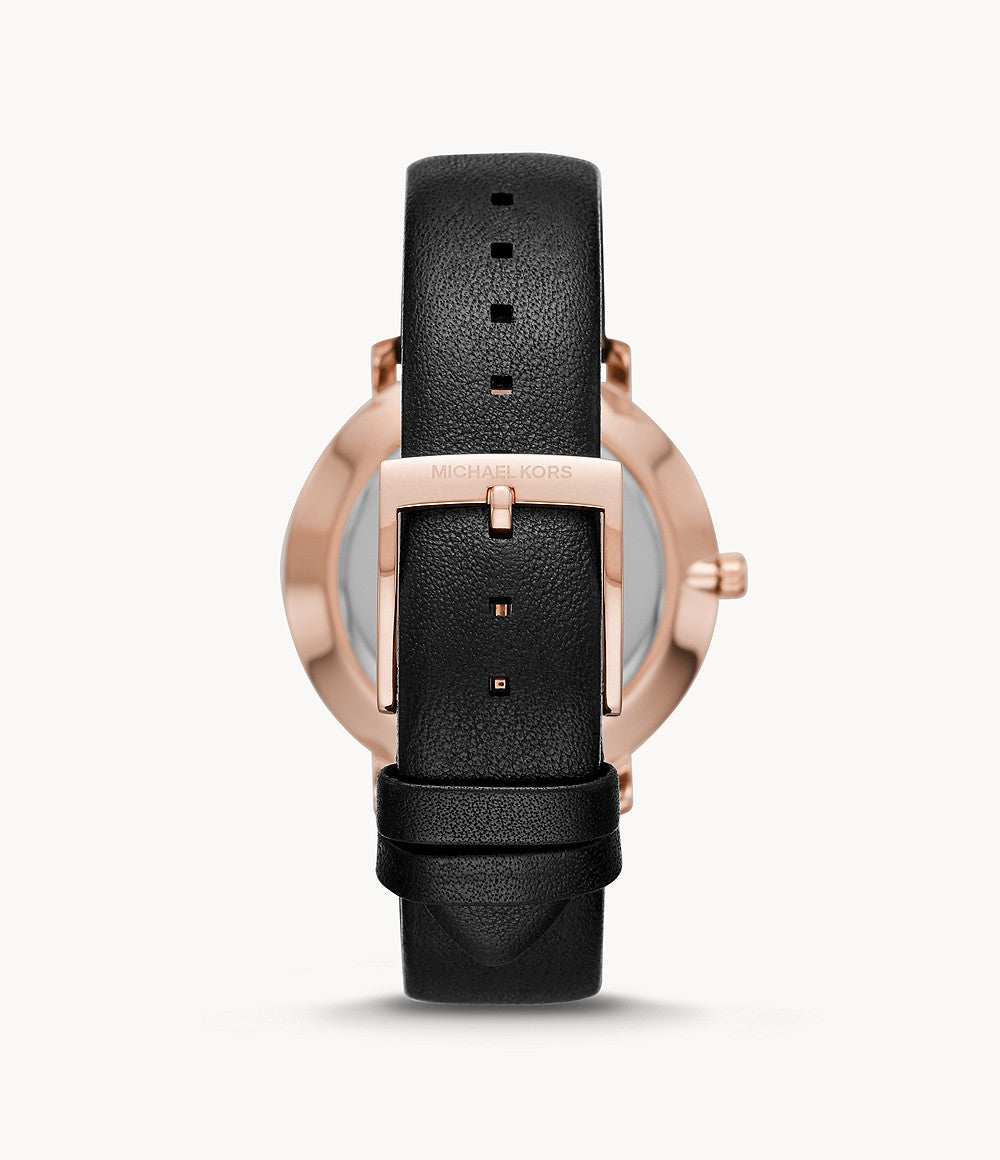 Women's Pyper Three-Hand Black Leather Watch