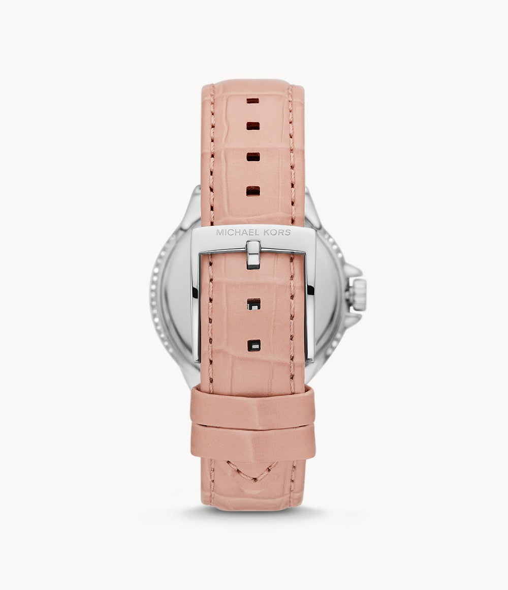 Michael Kors Camille Three-Hand Blush Croc Leather Watch