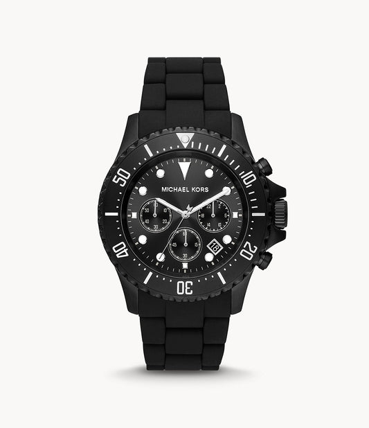 Everest Chronograph Black Stainless Steel and Silicone Watch