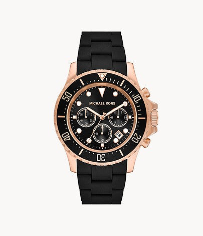 Everest Chronograph Black Silicone and Stainless Steel Watch