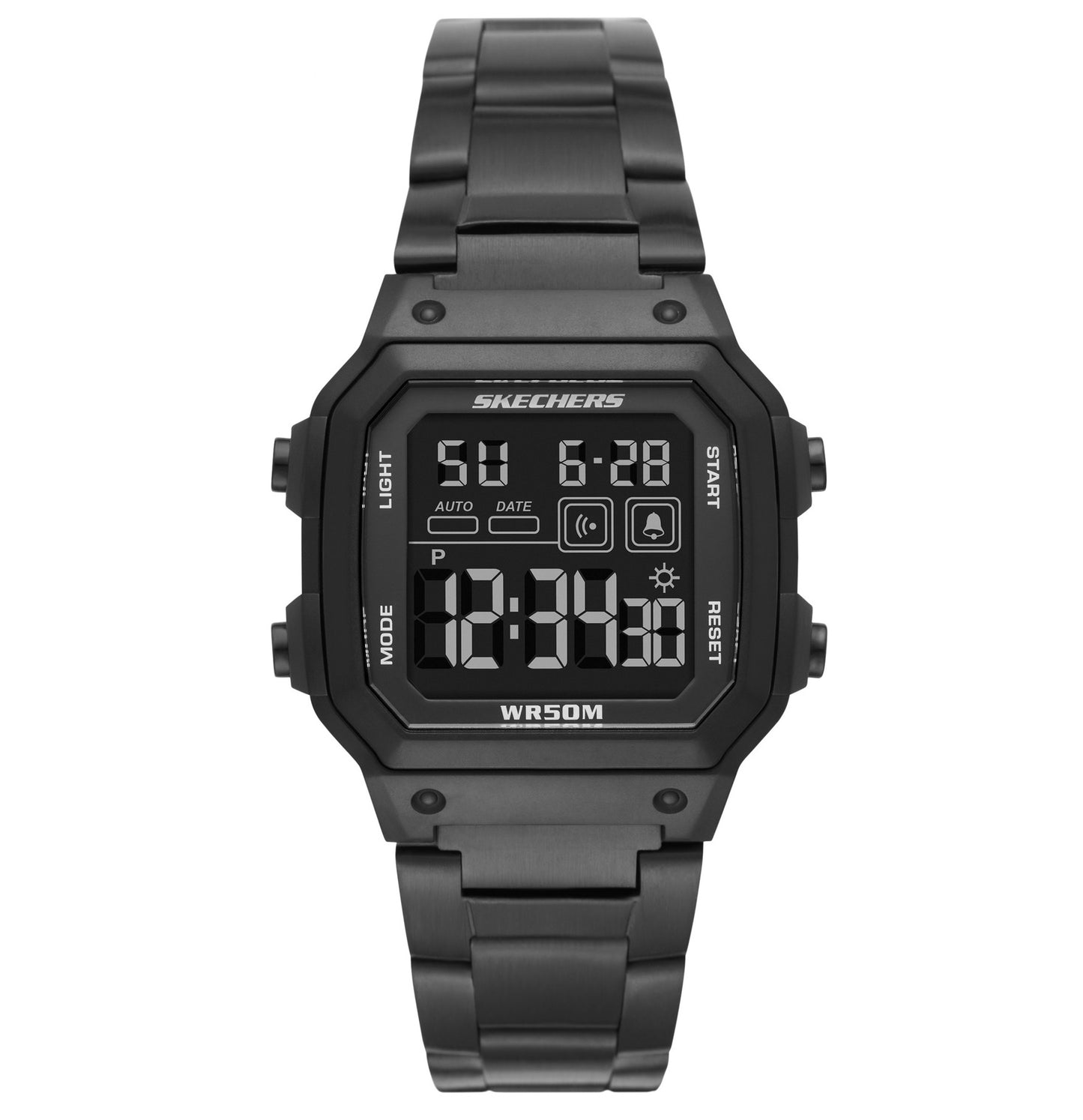 Hosford Quartz Digital Black Dial Black Stainless Steel Watch