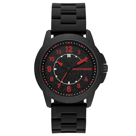 Quartz Analog Metal Case Black Silicone Strap Men's Watch