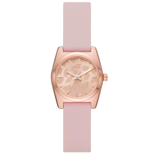Women Shoup Quartz Rose Gold-Tone Case Pink Silicone Strap Watch