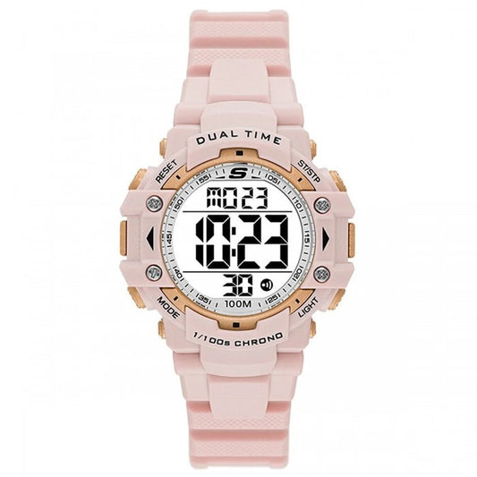 Rossmoor Digital Blush Pink Plastic Case Polyurethane Strap Watch