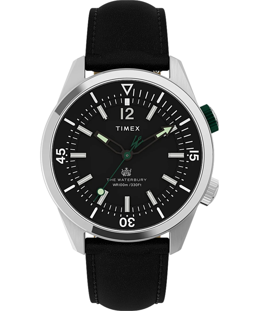Waterbury Dive 41mm Leather Strap Watch