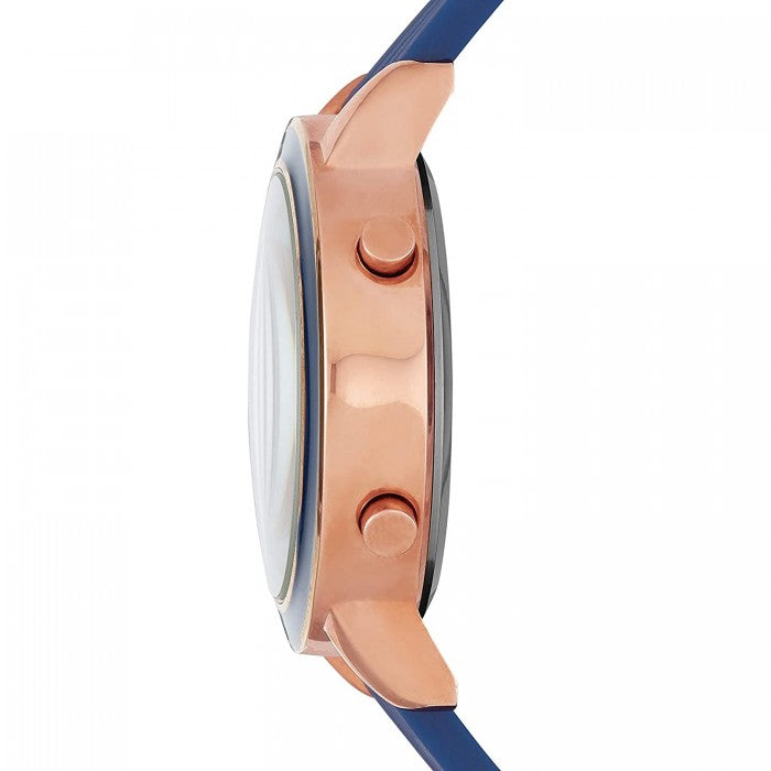 Westport Digital Rose Gold-Tone Steel Case Blue Silicone Strap Watch
