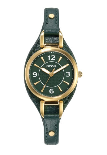 Carlie Three-Hand Green Eco Leather Watch