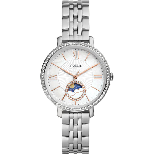 Jacqueline Sun Moon Multifunction Stainless Steel Watch