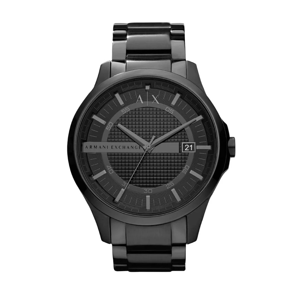 Three-Hand Date Black Stainless Steel Watch